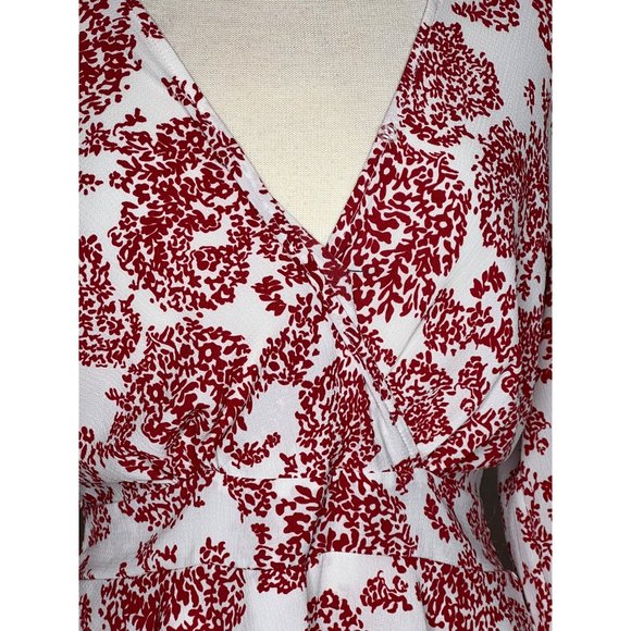 Dress Size Large Mini A Long Balloon Sleeves Runched Wrists Chiffon Long Deep V - Picture 11 of 16